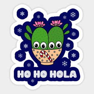 Ho Ho Hola - Cacti Couple In Christmas Candy Cane Bowl Sticker